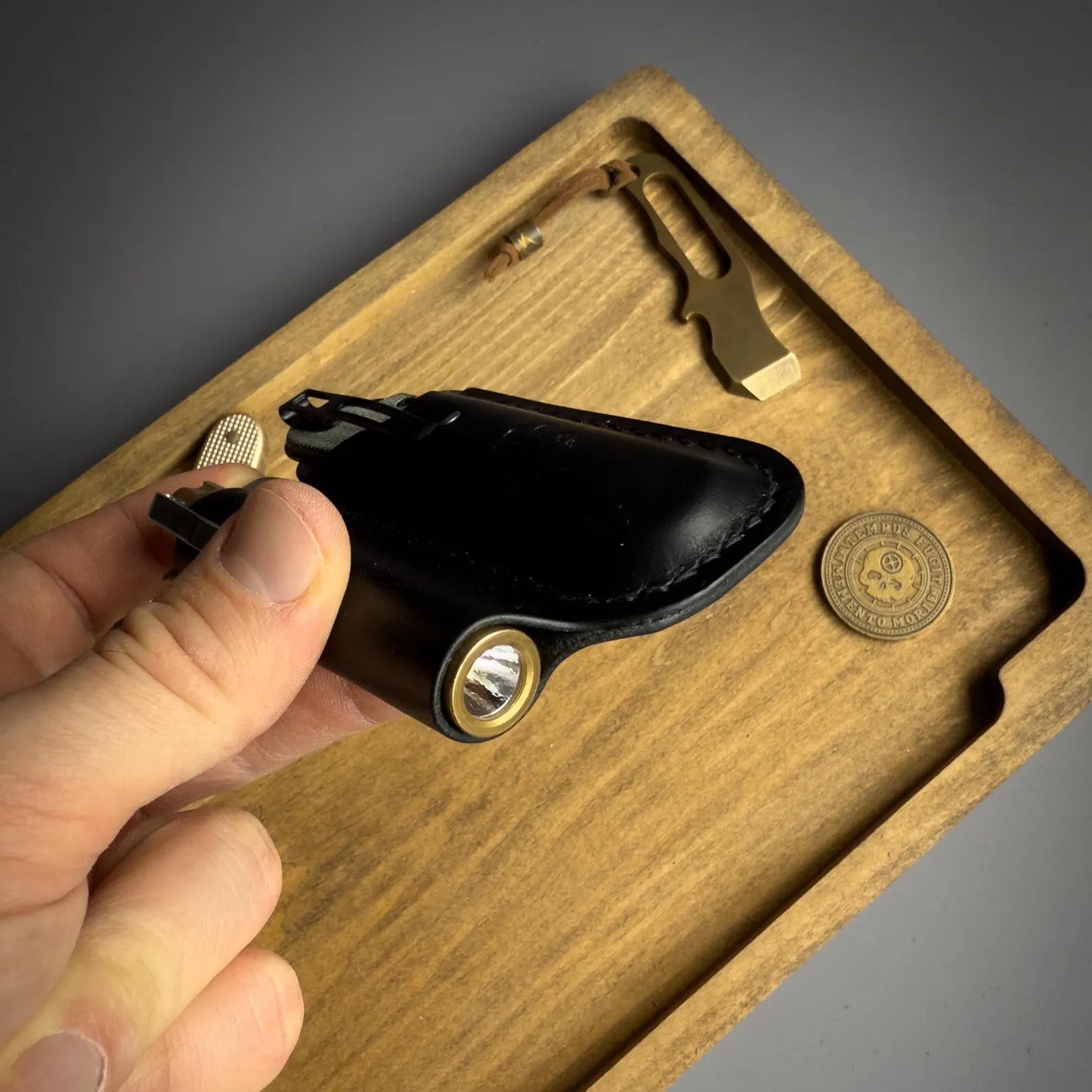 Leather Sheath for a Flashlight & Folding Knife