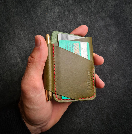 Edc Leather Wallet with Pen Slot for Fisher Space Pen Bullet