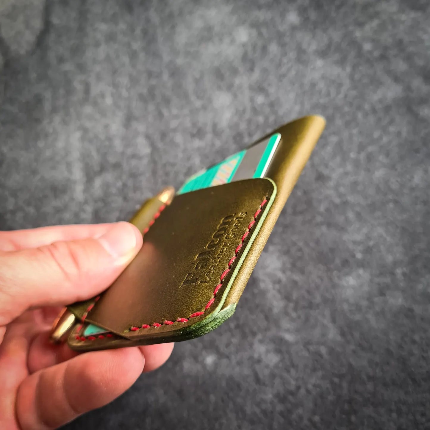 Edc Leather Wallet with Pen Slot for Fisher Space Pen Bullet
