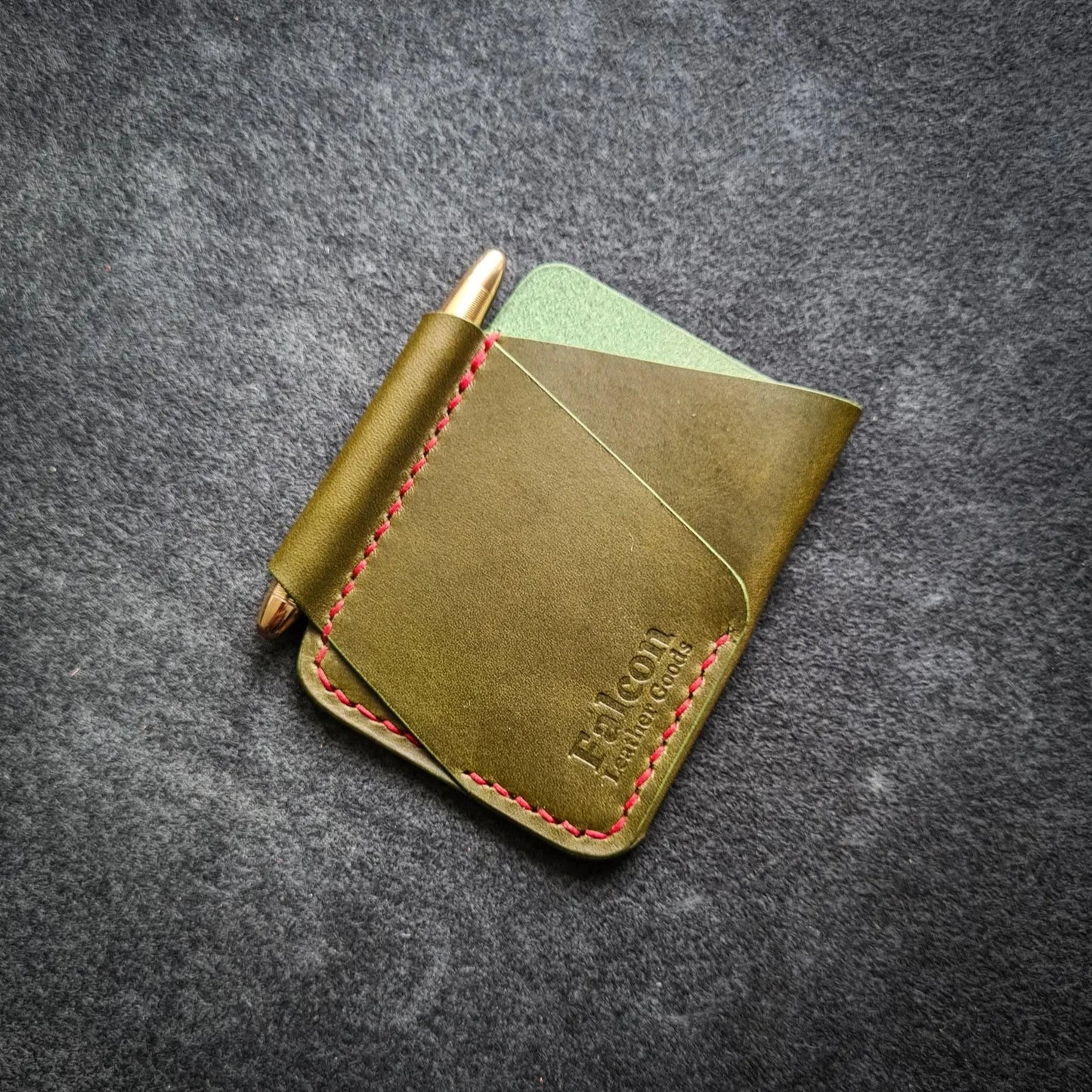 Edc Leather Wallet with Pen Slot for Fisher Space Pen Bullet