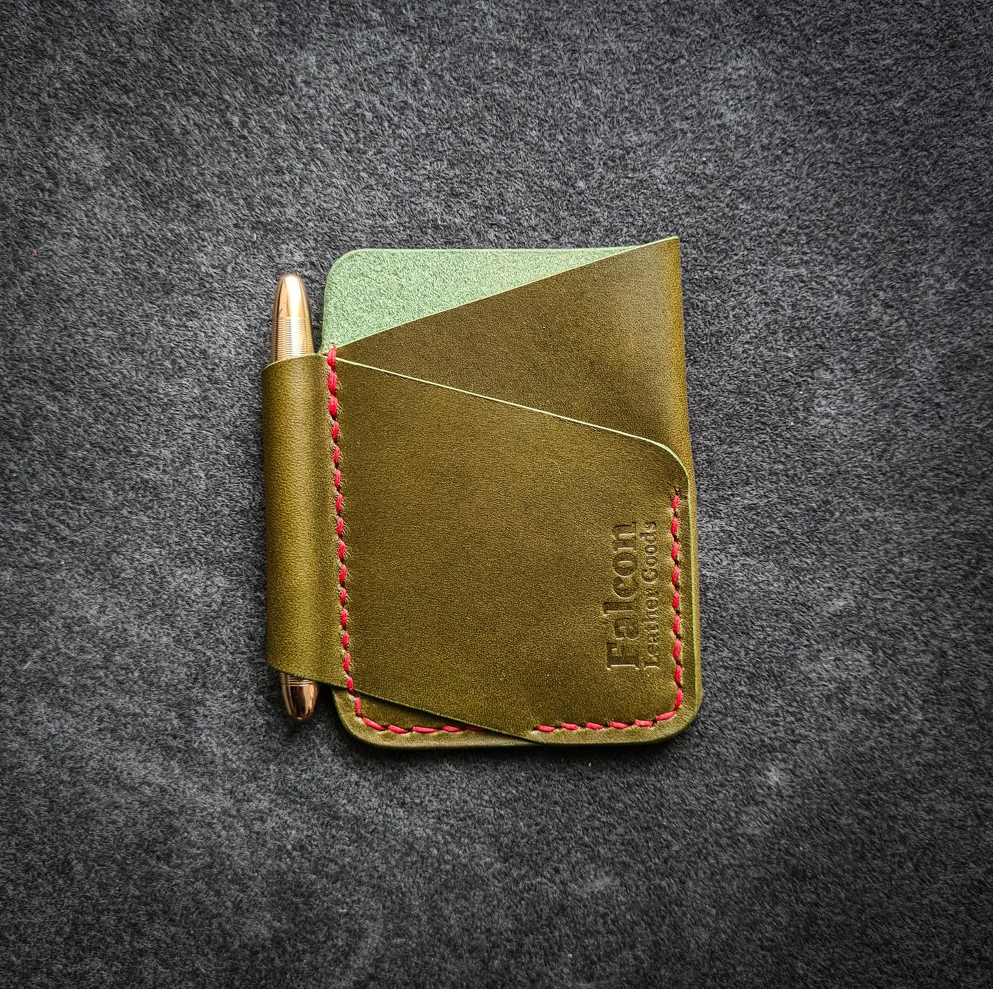 Edc Leather Wallet with Pen Slot for Fisher Space Pen Bullet