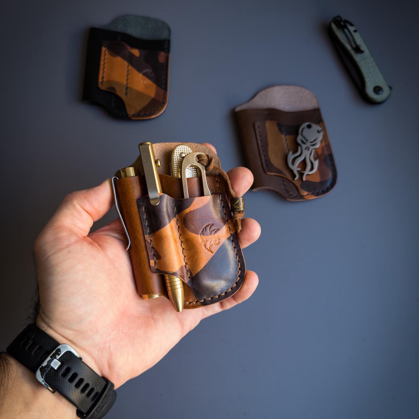 Camo Leather Edc Pocket Organizer