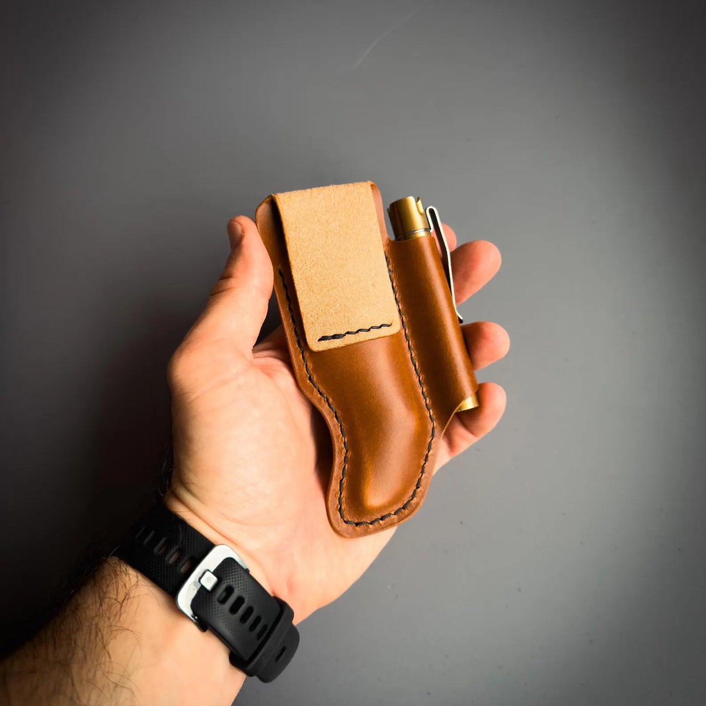 Leather Sheath With Belt Loop for Knipex Cobra 125 & Flashlight