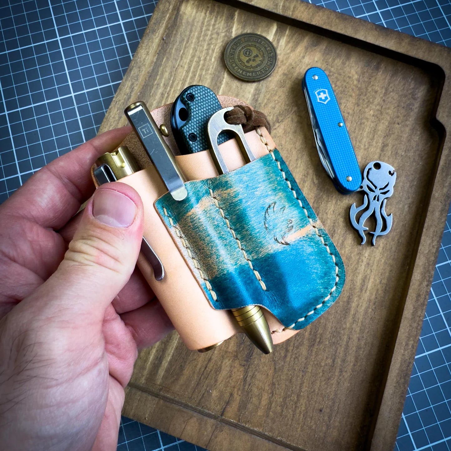 EDC Pocket Organizer (Natural Buttero & Appaloosa Sky Leather)