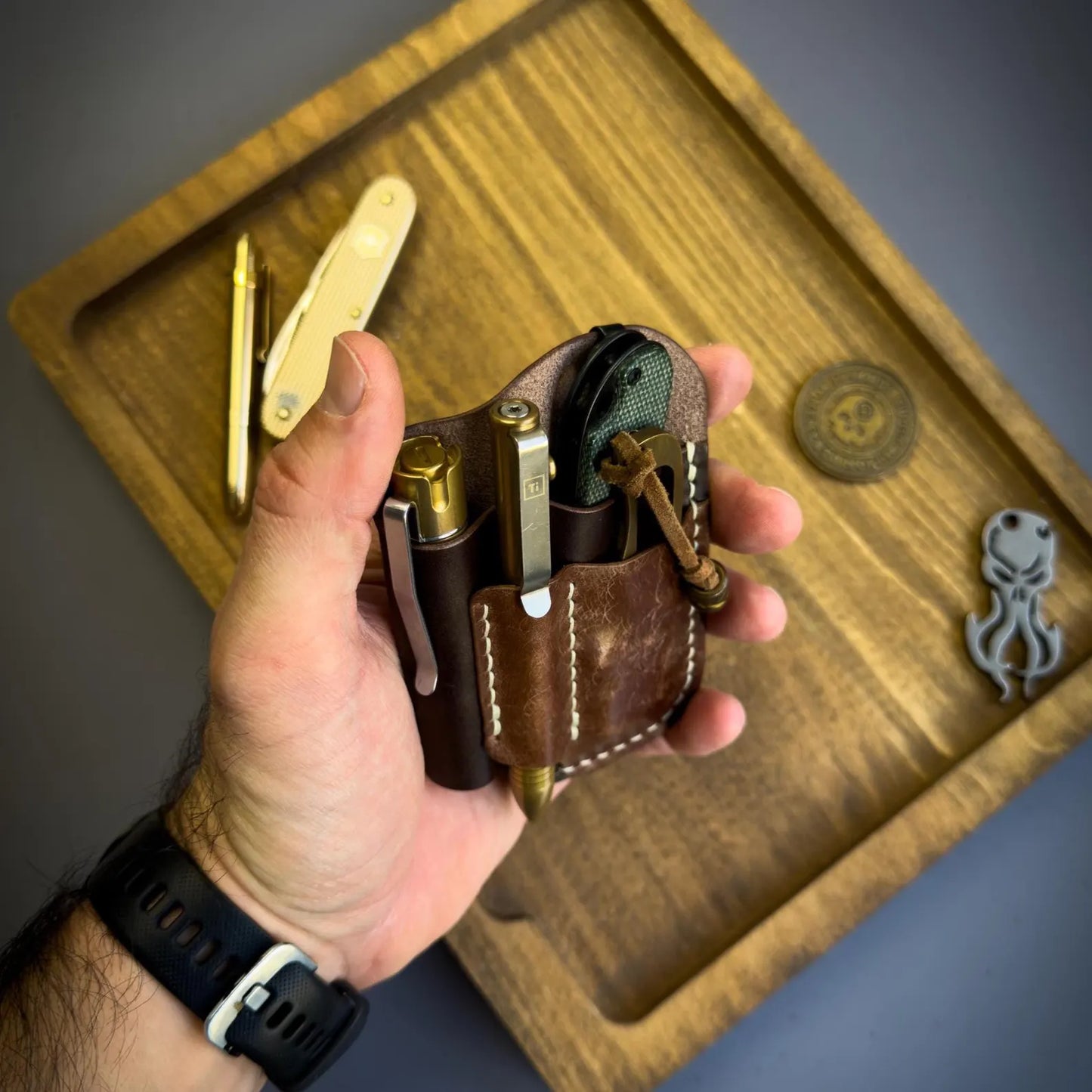 Dark Brown Leather Edc Pocket Organizer