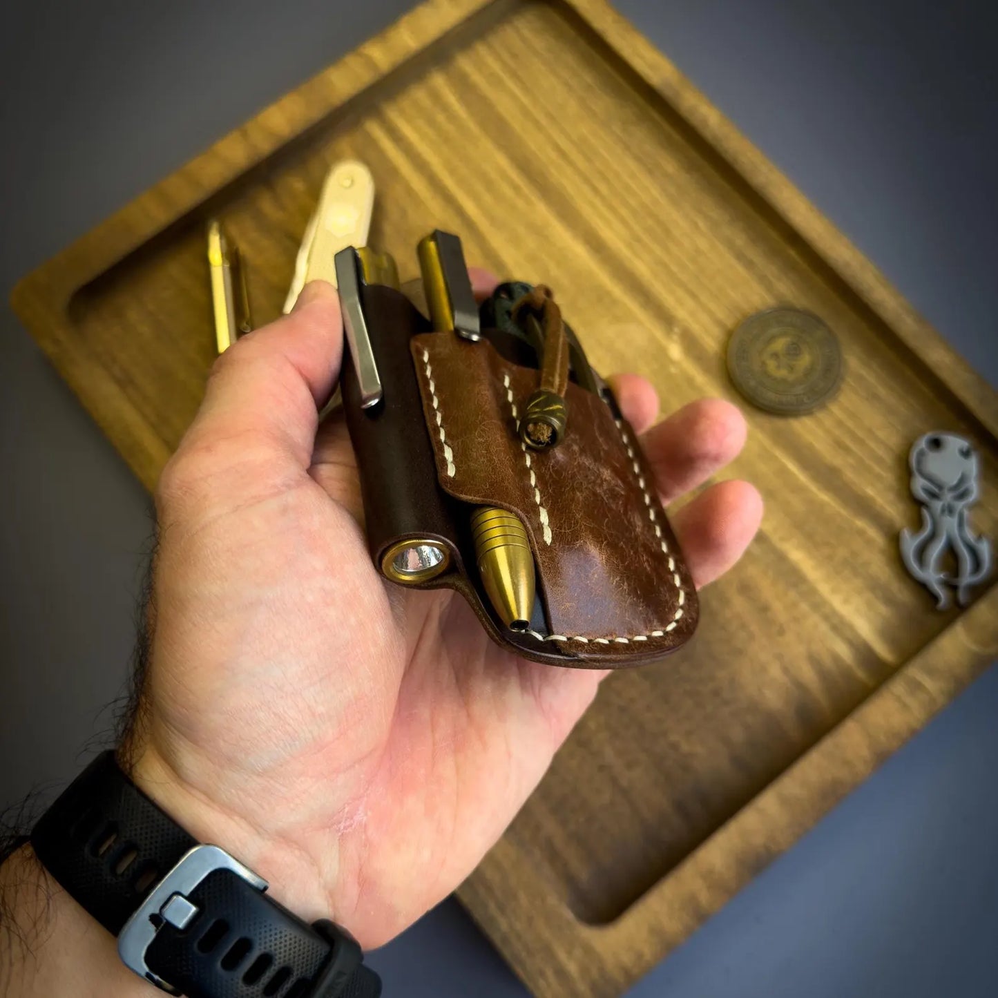 Dark Brown Leather Edc Pocket Organizer