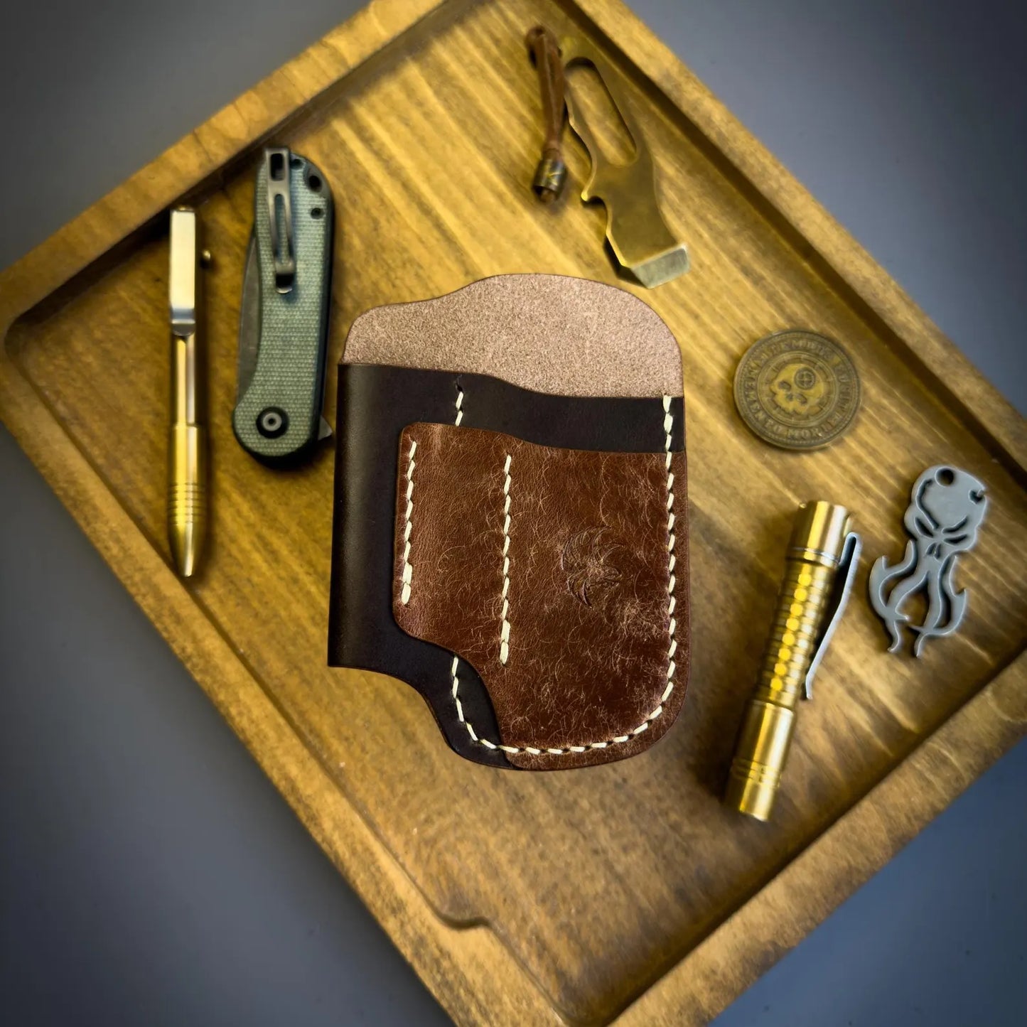 Dark Brown Leather Edc Pocket Organizer