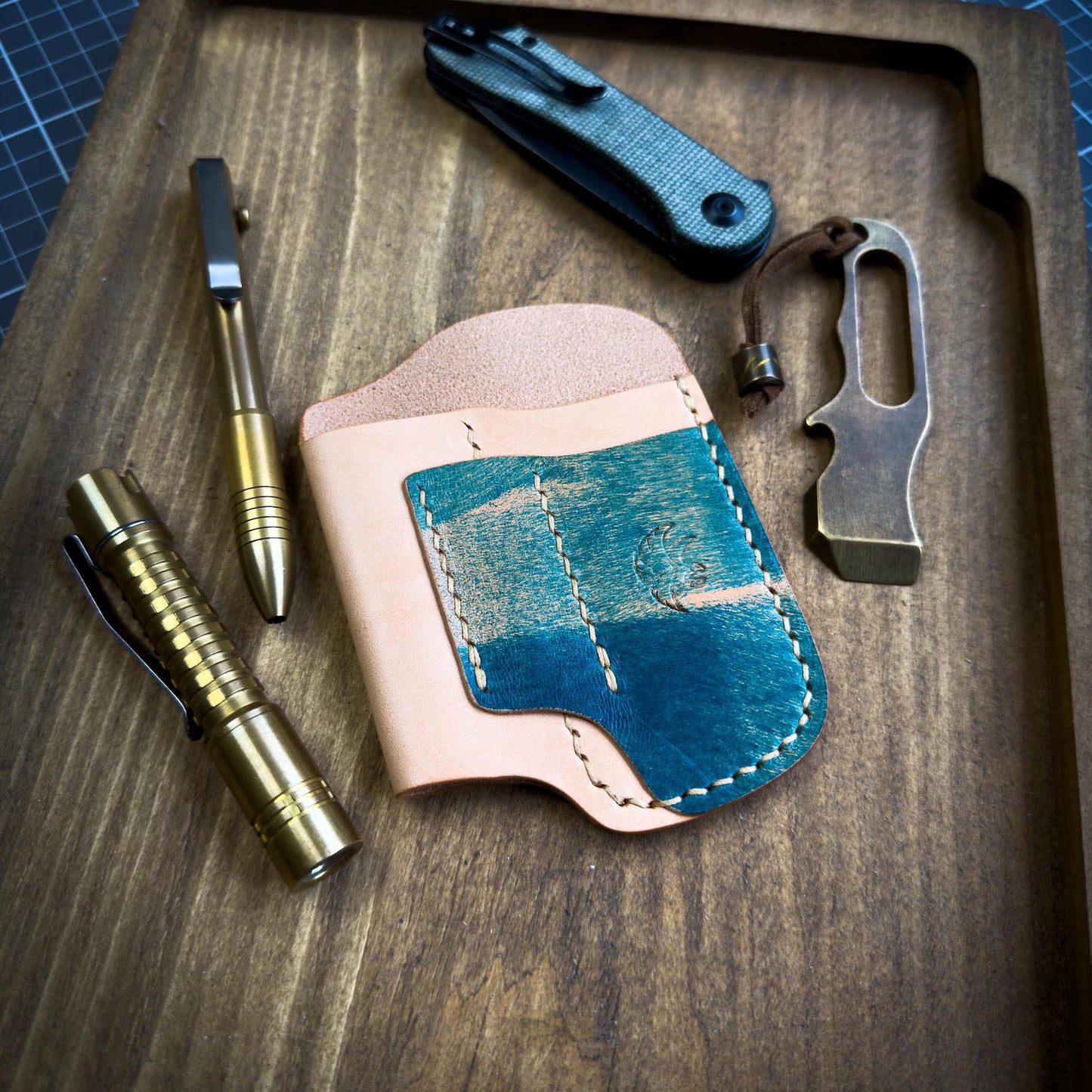 EDC Pocket Organizer (Natural Buttero & Appaloosa Sky Leather)