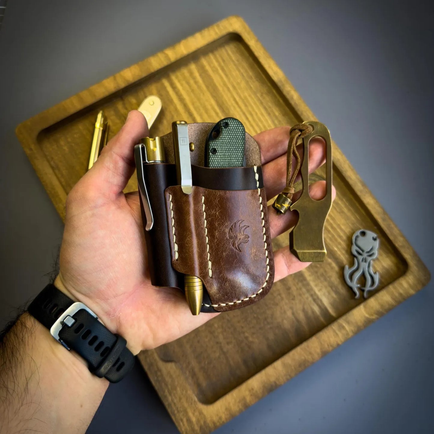 Dark Brown Leather Edc Pocket Organizer