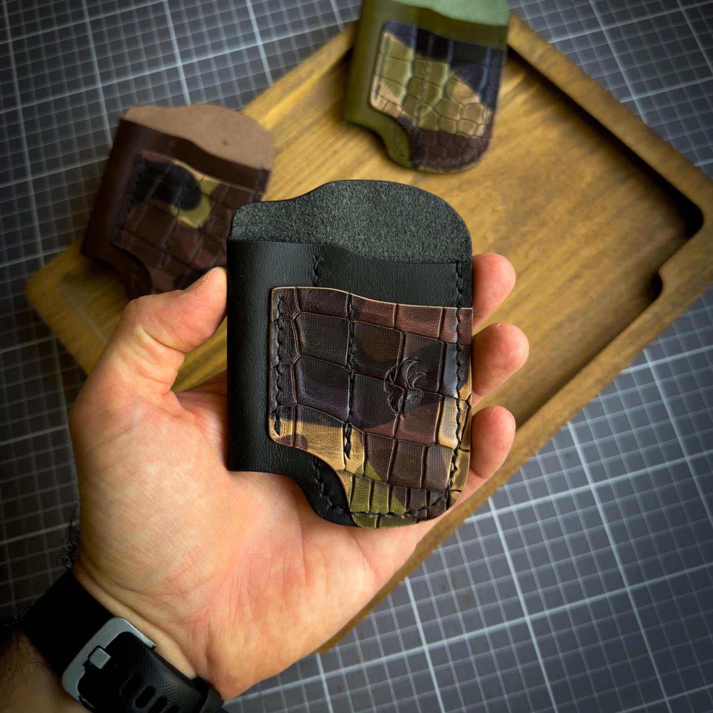 Crocco Embossed Leather Edc Pocket Organizer