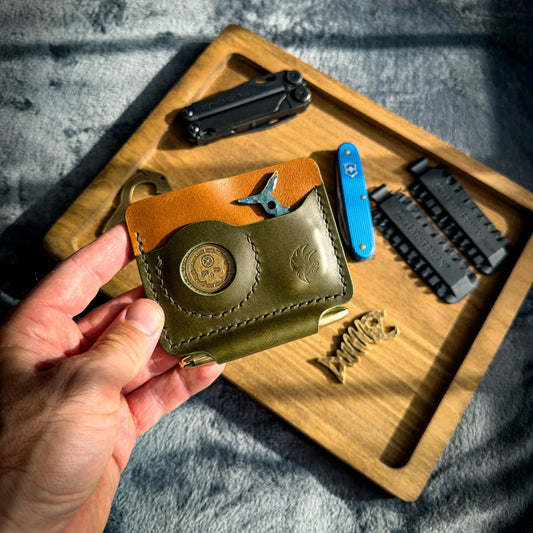 Leather EDC Wallet With Coin Pocket & Pen Slot