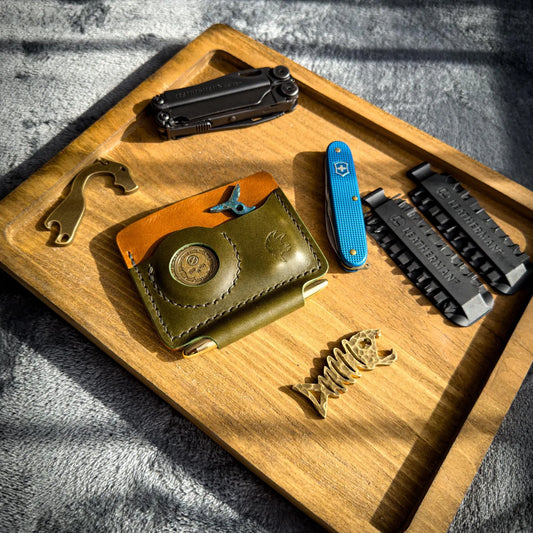 Leather EDC Wallet With Coin Pocket & Pen Slot