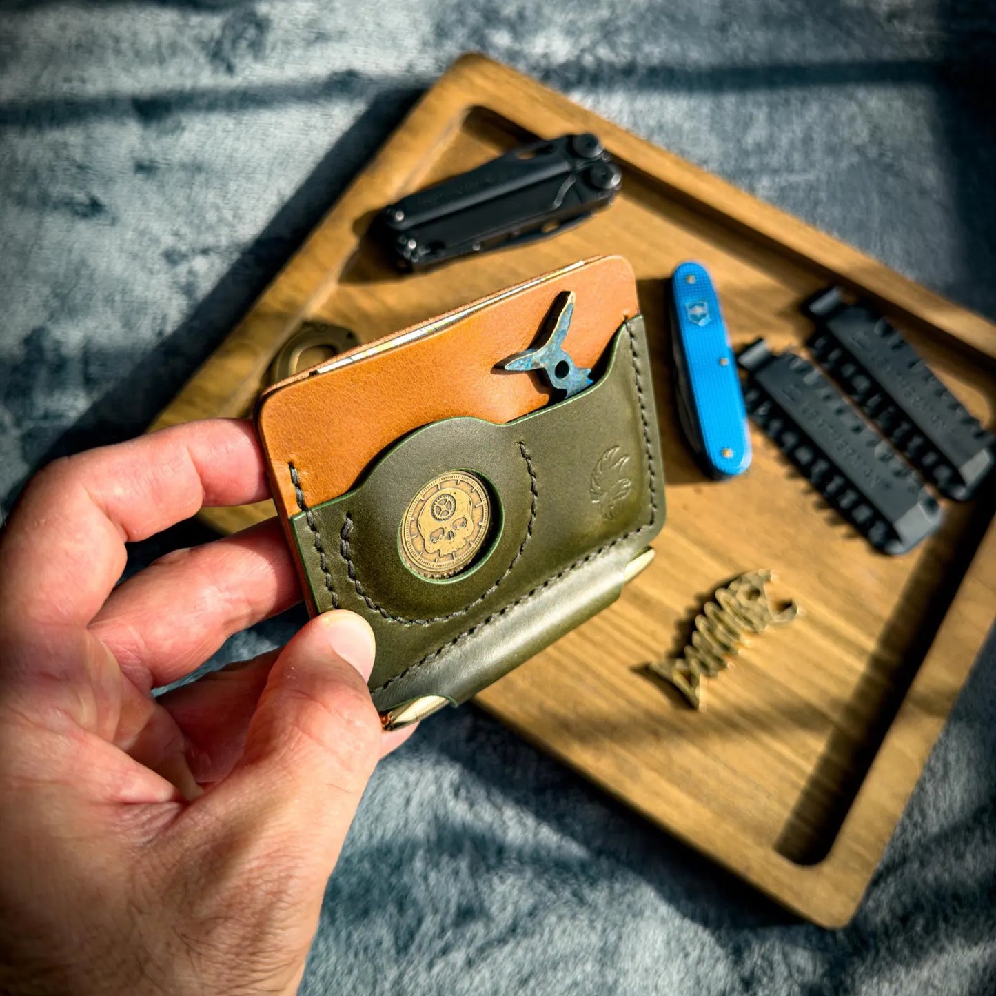 Leather EDC Wallet With Coin Pocket & Pen Slot