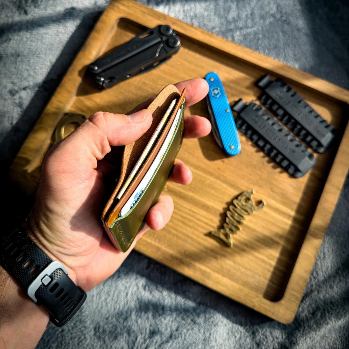 Leather EDC Wallet With Coin Pocket & Pen Slot