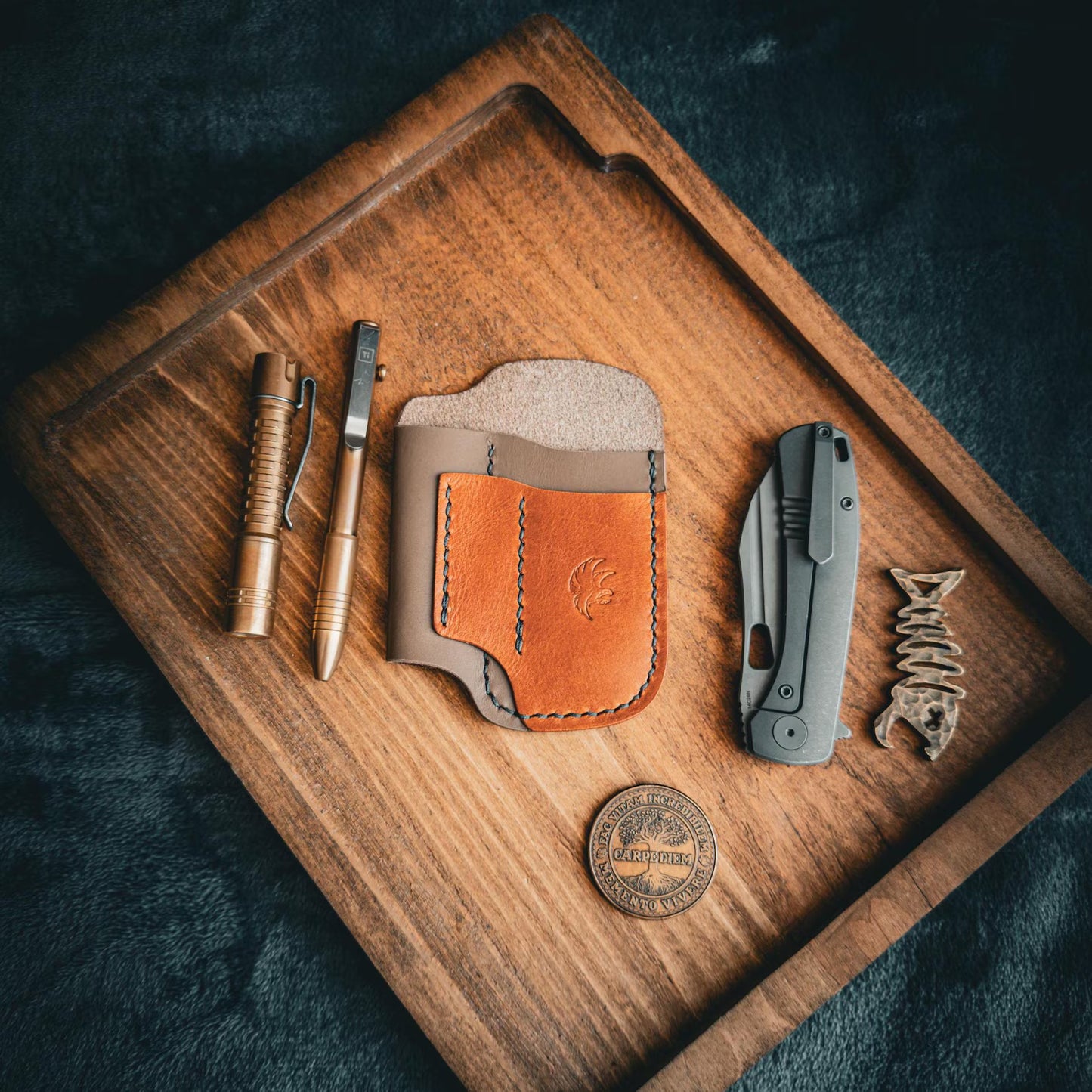 Leather Edc Pocket Organizer With Coin Slot
