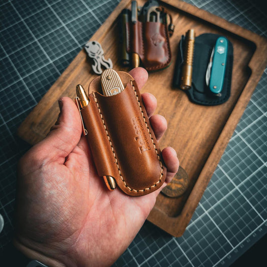 Leather EDC Organizer for Knife & Pen