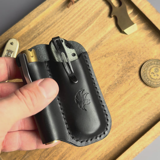 Leather Sheath for a Flashlight & Folding Knife