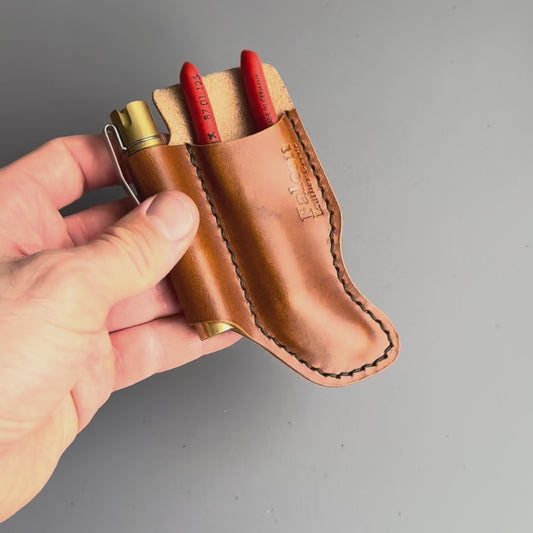Leather Sheath With Belt Loop for Knipex Cobra 125 & Flashlight