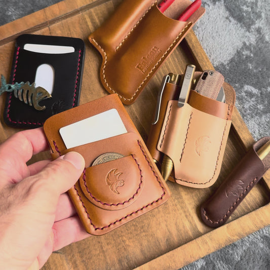 Handmade Edc Leather Wallet With Coin Pocket