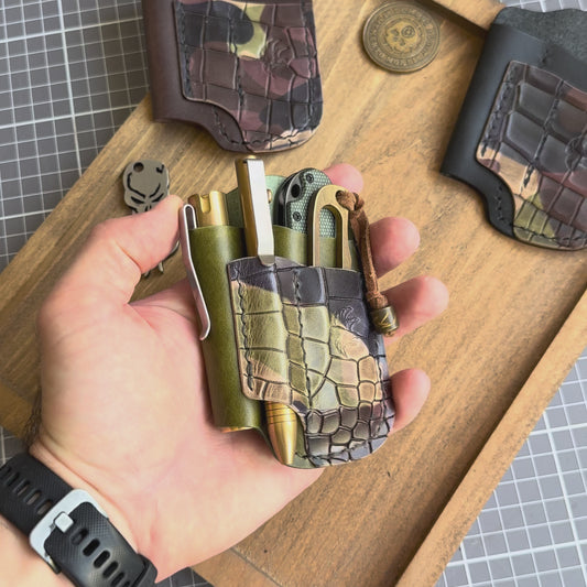 Crocco Embossed Leather Edc Pocket Organizer