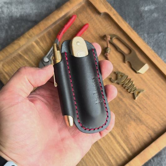 Leather EDC Organizer for Knife & Pen