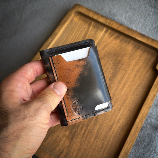 Black marbled Rocado Shell Cordovan bifold wallet