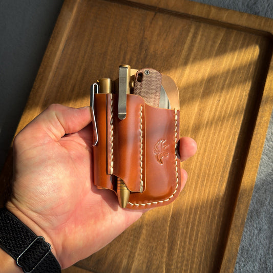 Leather Edc Pocket Organizer - Cognac Shell Cordovan