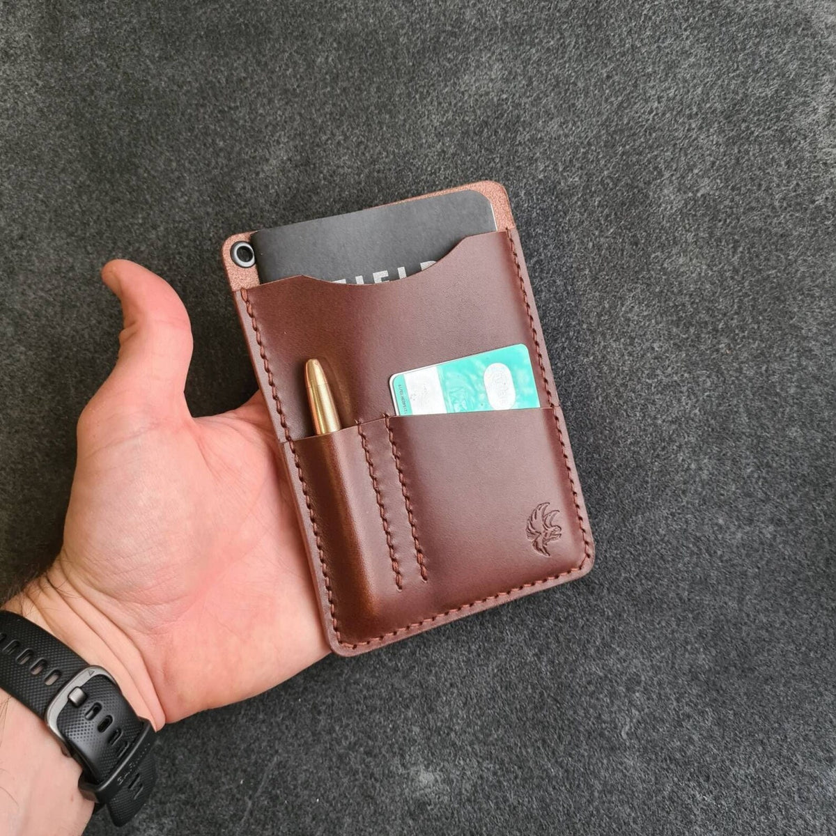 Handmade full grain leather Field Notes cover with pen slot