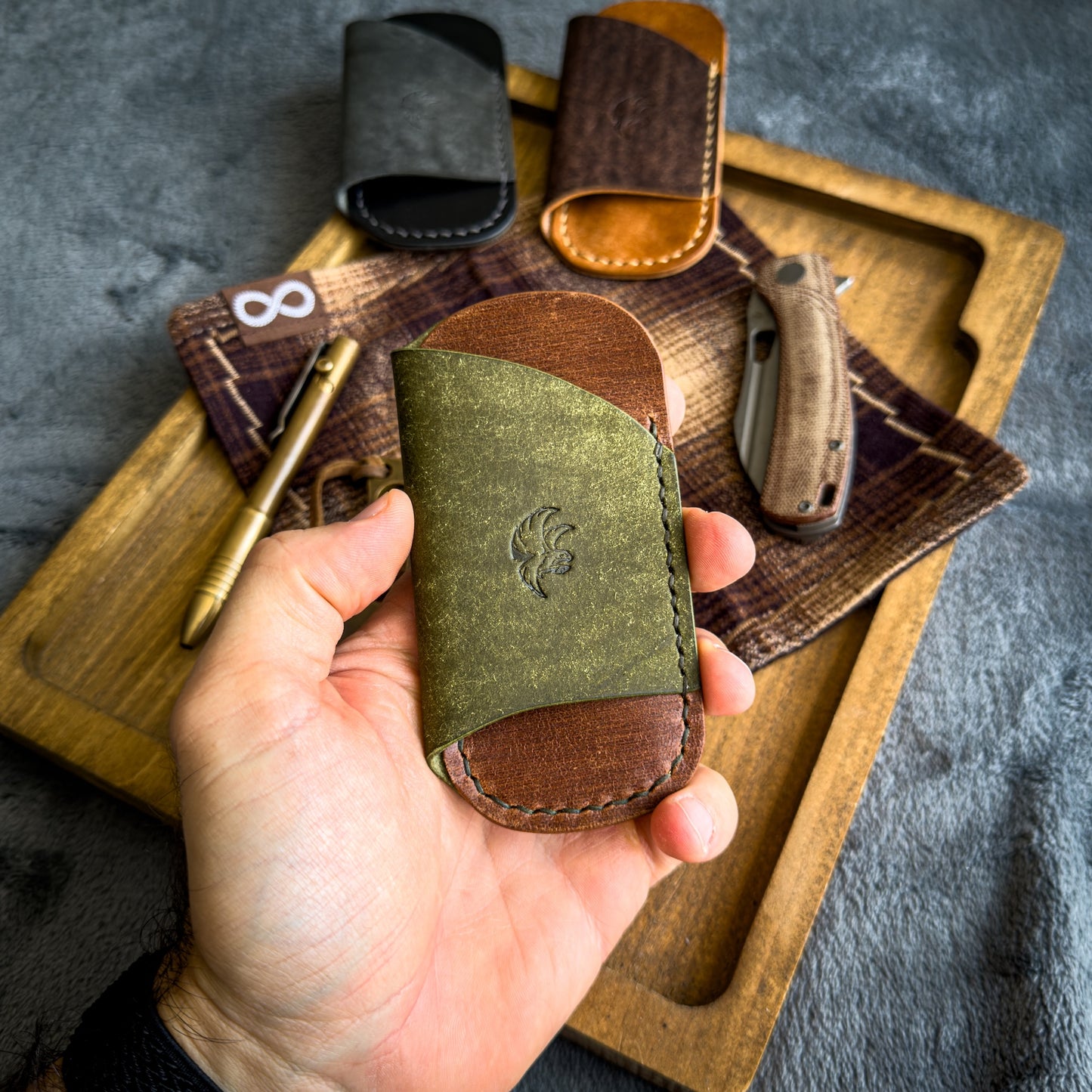 EDC-Taschen-Organizer (natürliches Buttero- und Appaloosa-Sky-Leder)