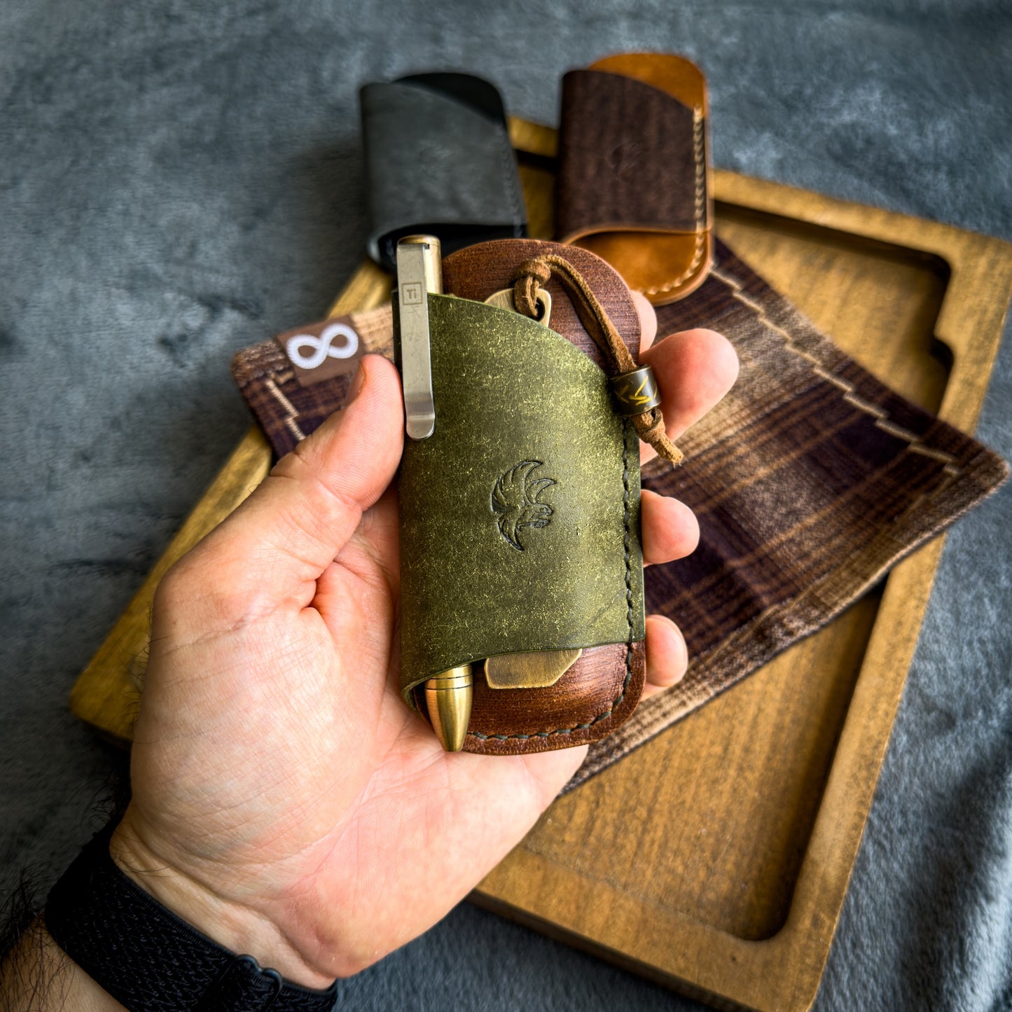 EDC-Taschen-Organizer (natürliches Buttero- und Appaloosa-Sky-Leder)