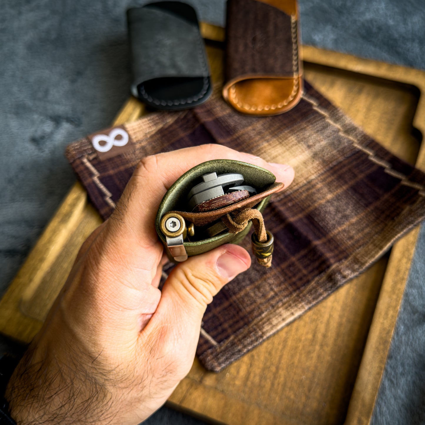 EDC-Taschen-Organizer (natürliches Buttero- und Appaloosa-Sky-Leder)