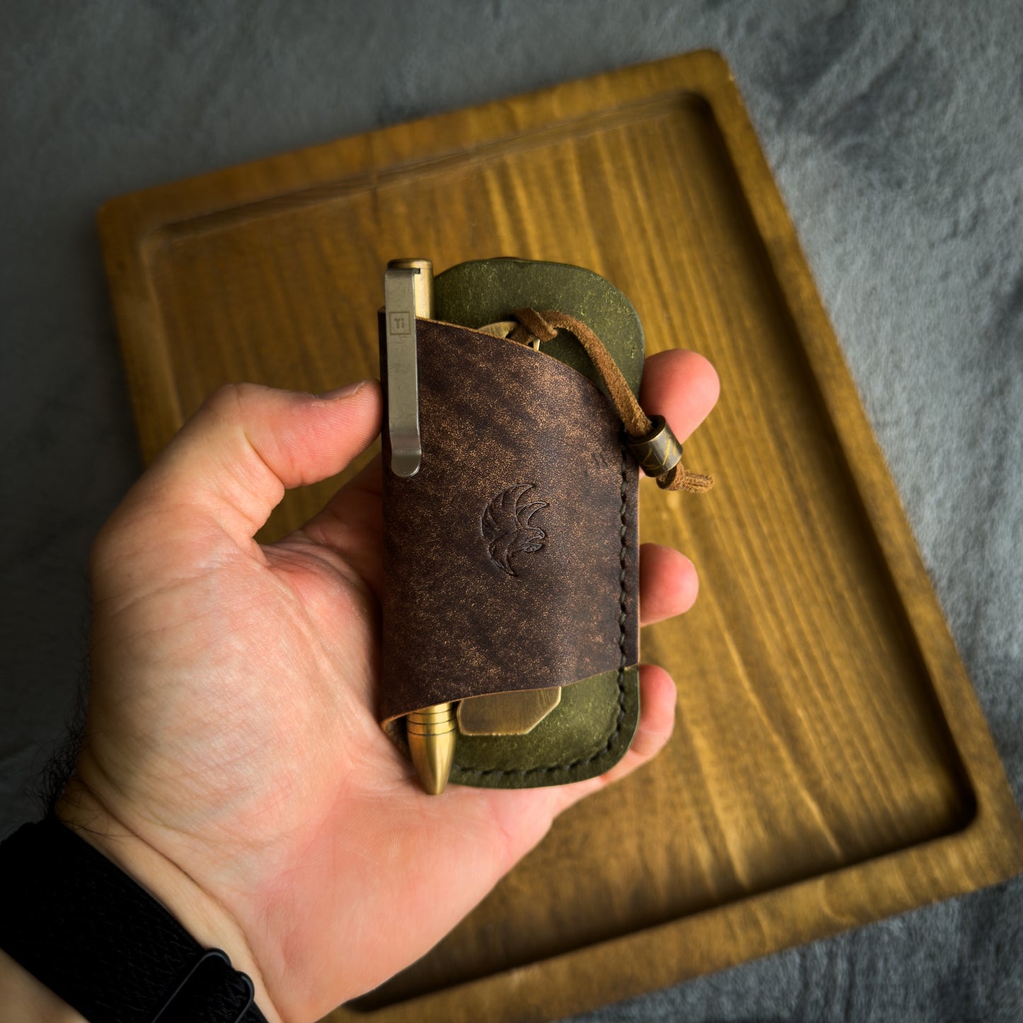 EDC-Taschen-Organizer (natürliches Buttero- und Appaloosa-Sky-Leder)