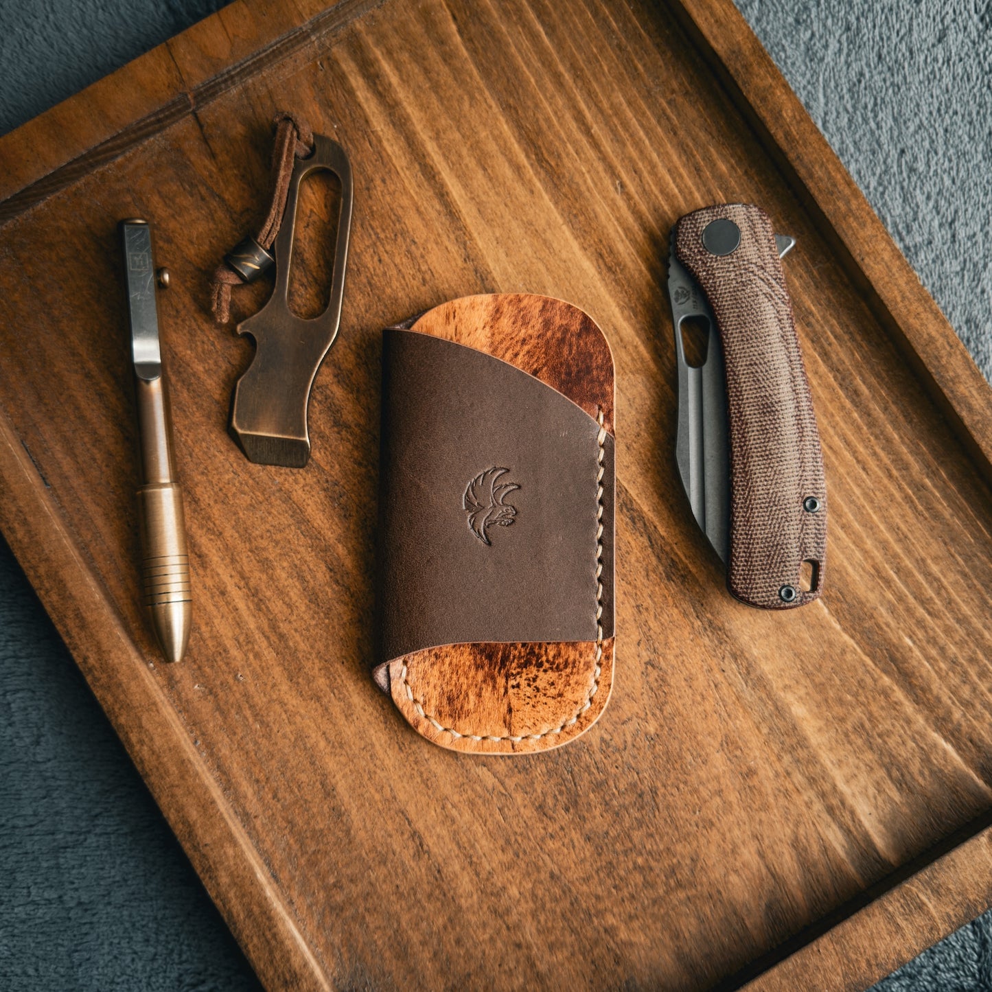EDC-Taschen-Organizer (natürliches Buttero- und Appaloosa-Sky-Leder)