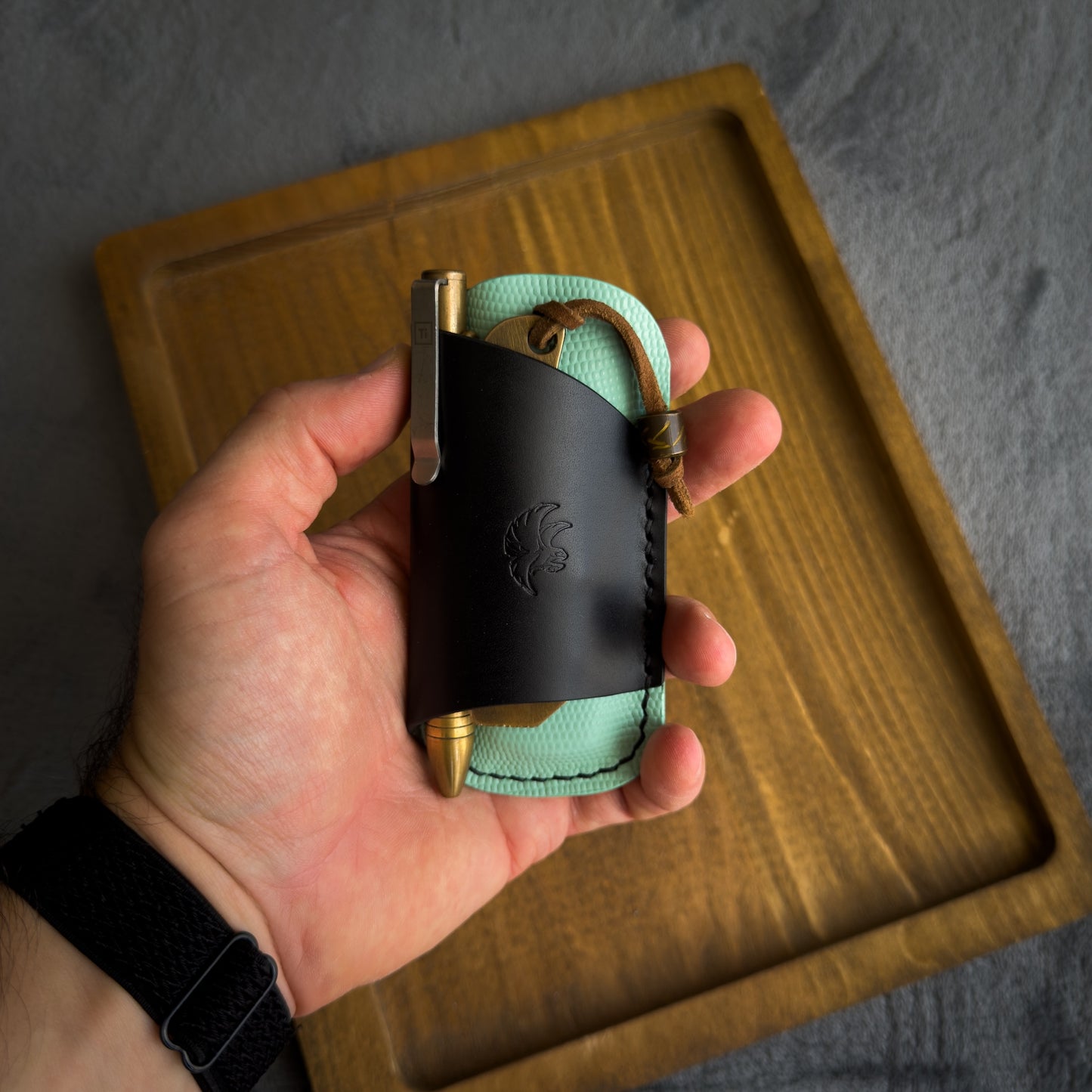 EDC-Taschen-Organizer (natürliches Buttero- und Appaloosa-Sky-Leder)