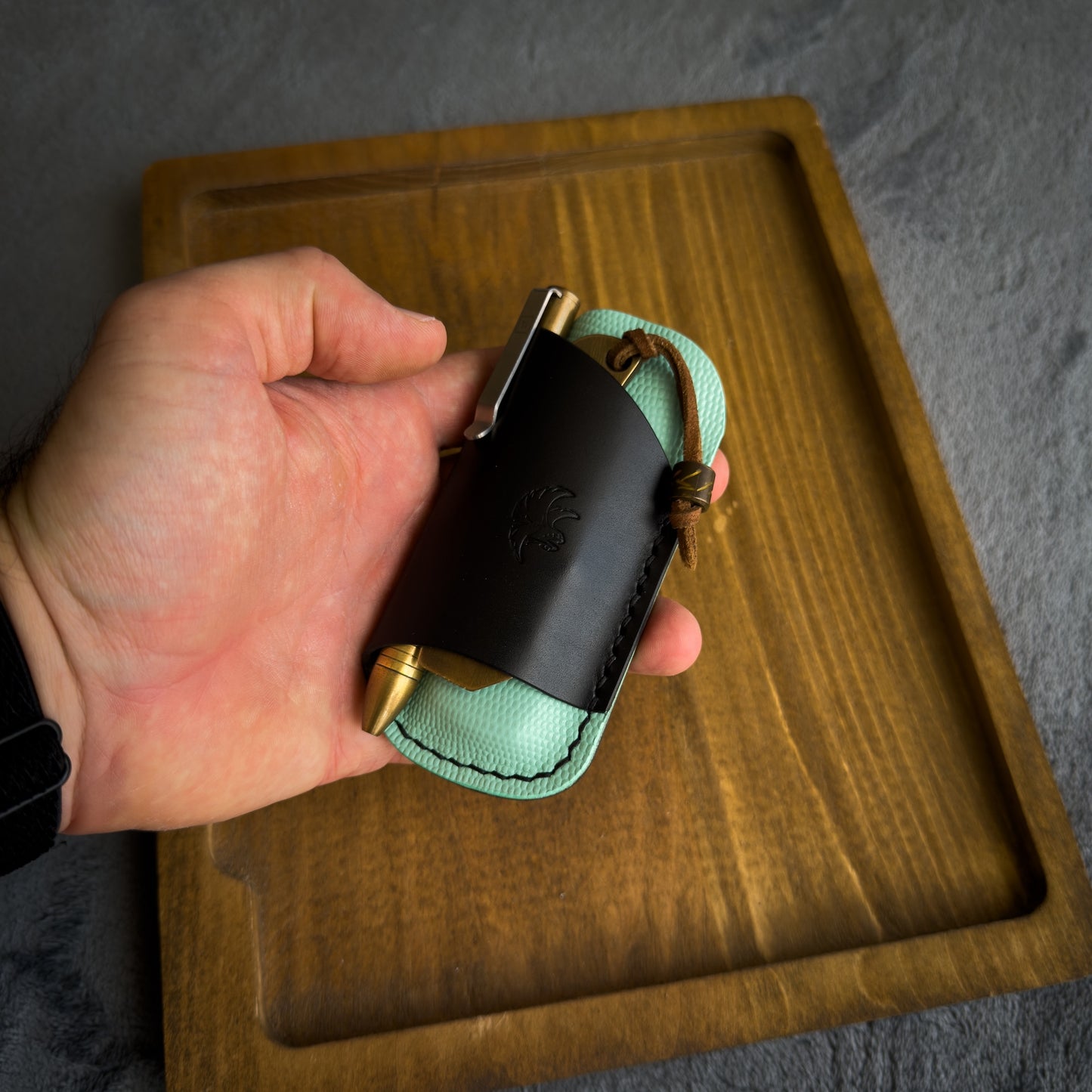 EDC-Taschen-Organizer (natürliches Buttero- und Appaloosa-Sky-Leder)