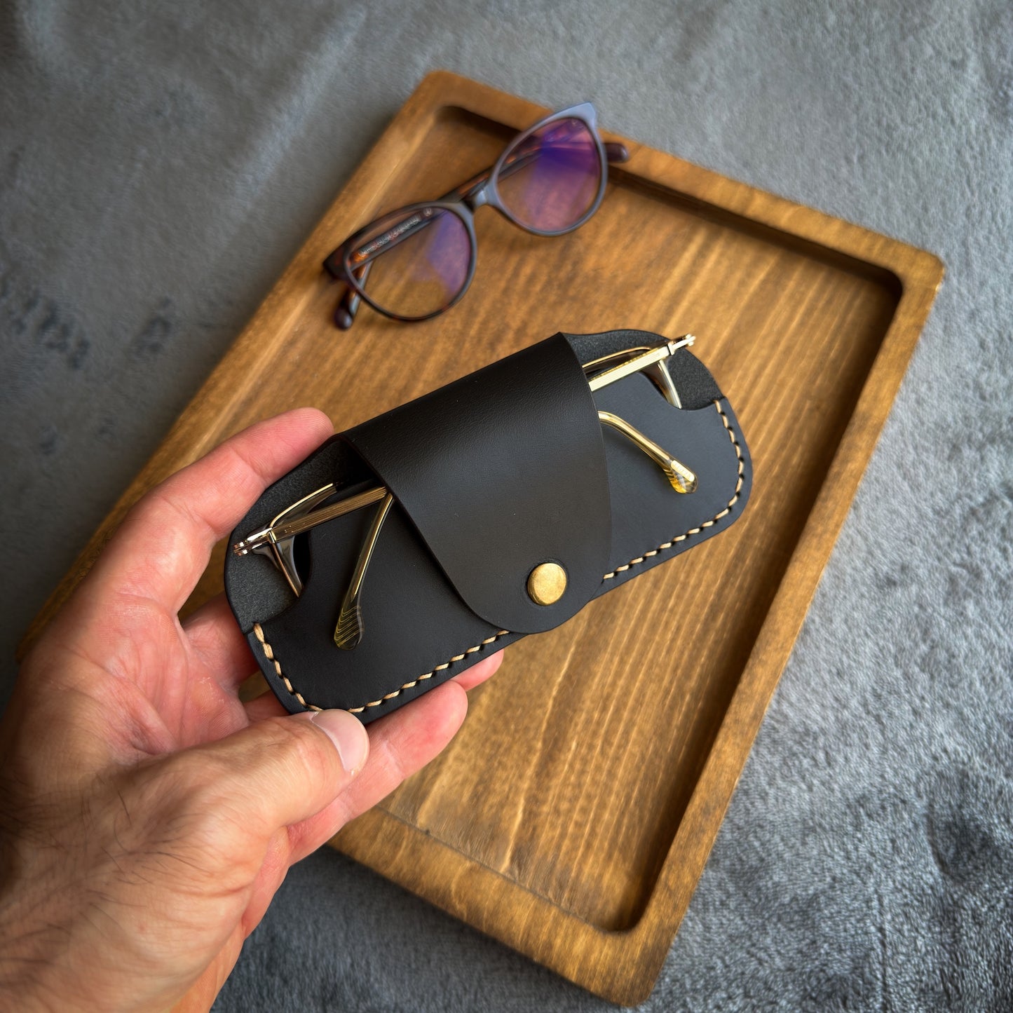 Handmade Leather Glasses Case | Full Grain Vegetable Tanned Eyeglass Sleeve