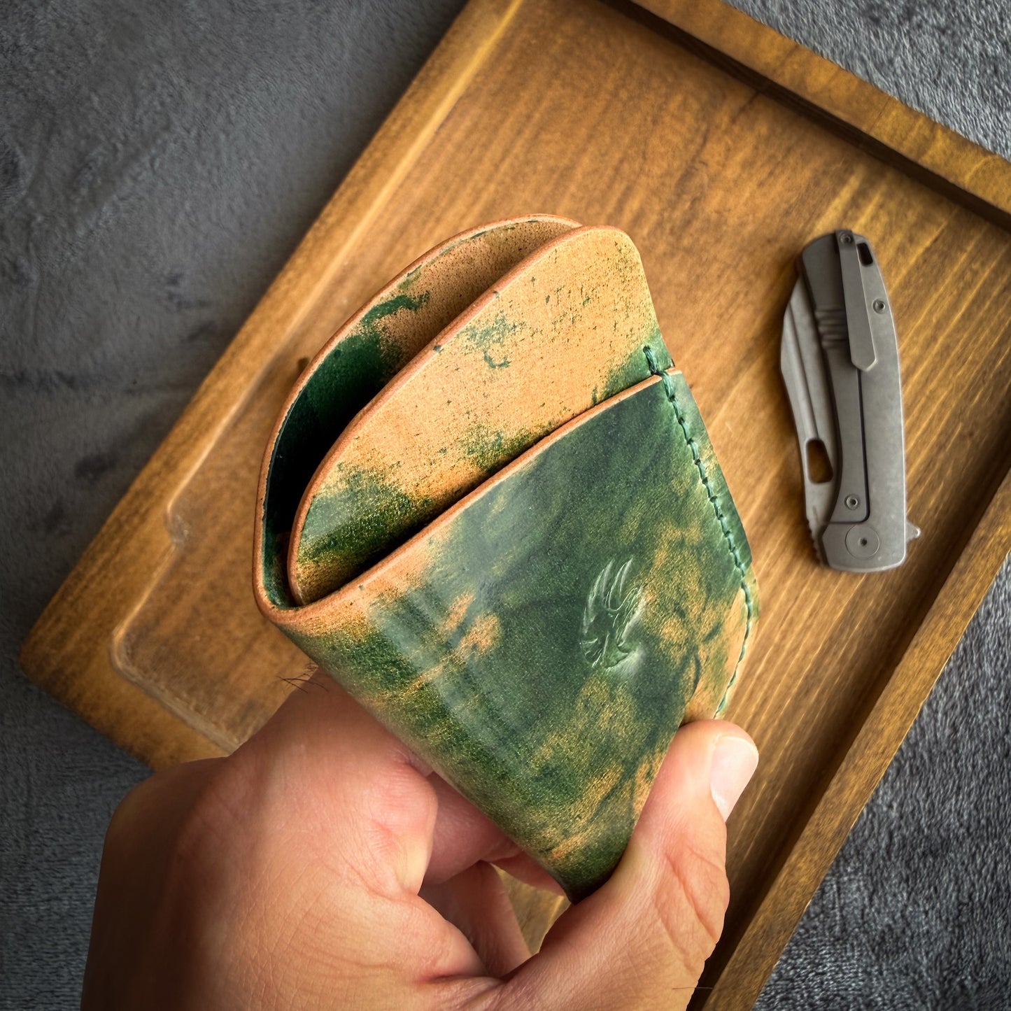 EDC-Taschen-Organizer (natürliches Buttero- und Appaloosa-Sky-Leder)