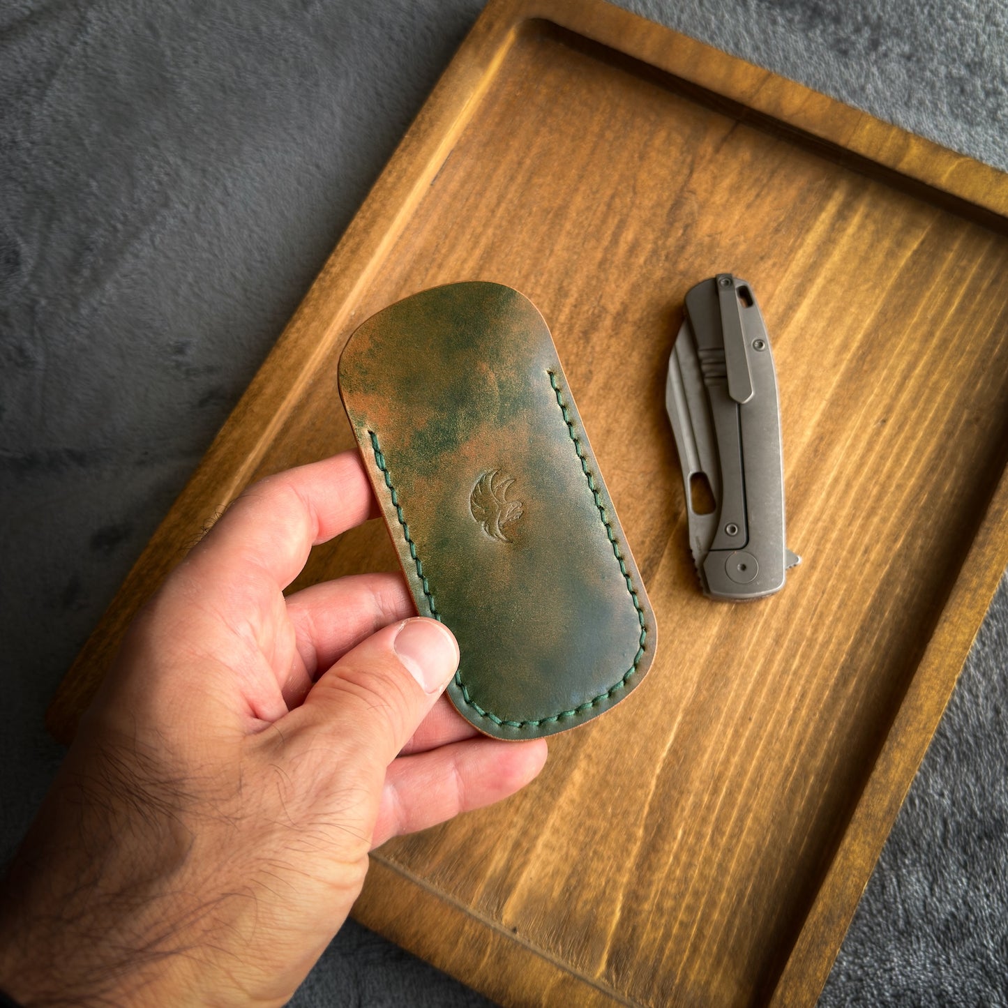 EDC-Taschen-Organizer (natürliches Buttero- und Appaloosa-Sky-Leder)