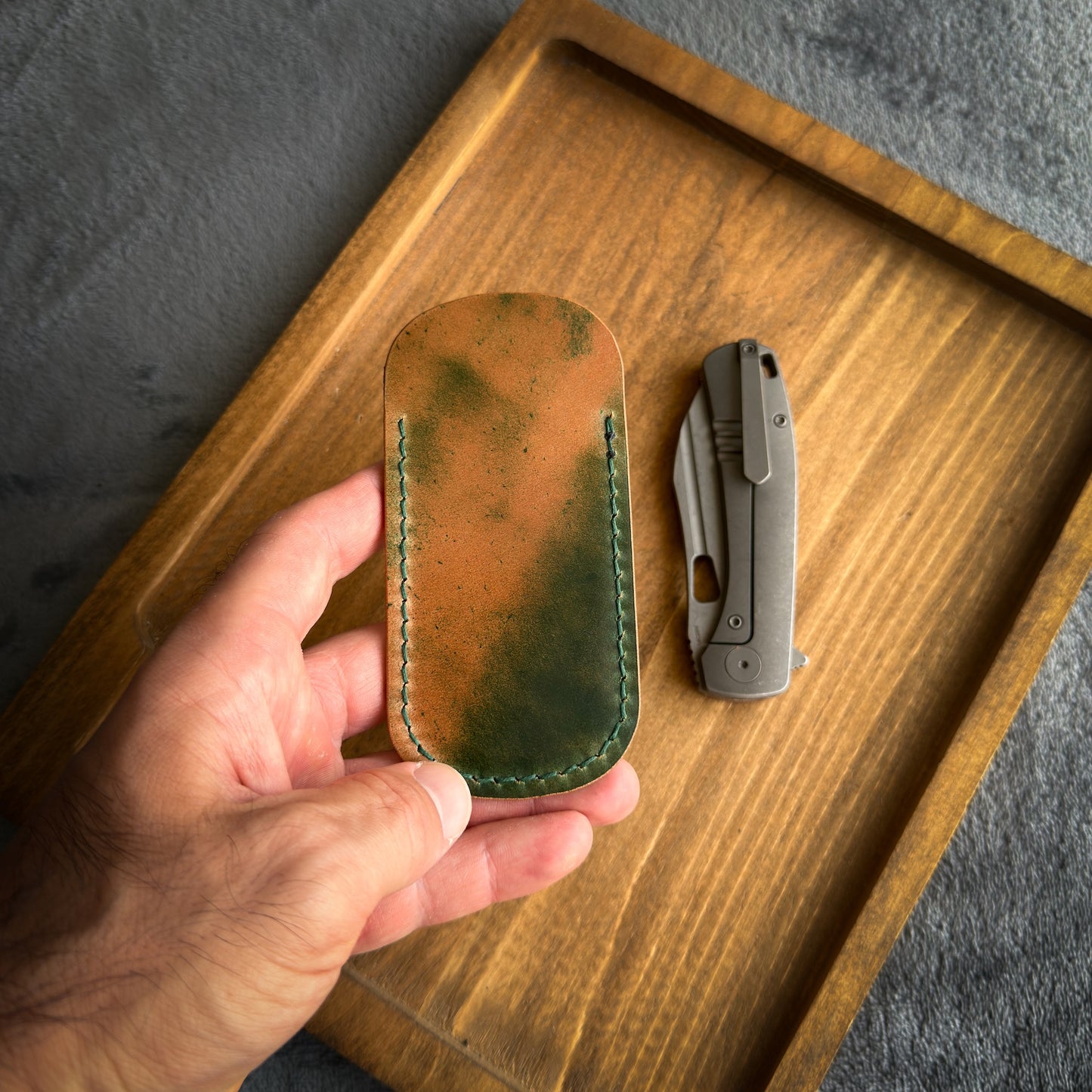 EDC-Taschen-Organizer (natürliches Buttero- und Appaloosa-Sky-Leder)