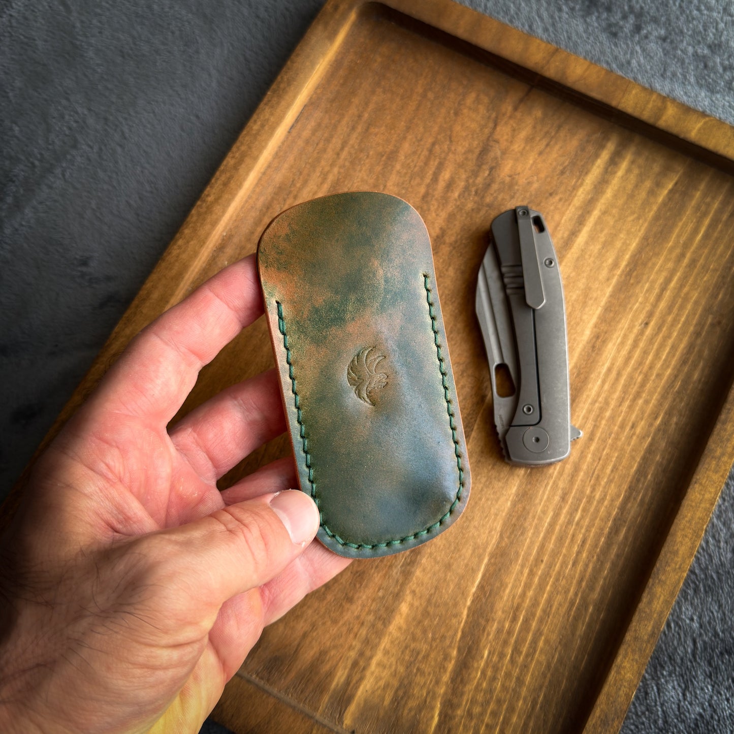 EDC-Taschen-Organizer (natürliches Buttero- und Appaloosa-Sky-Leder)