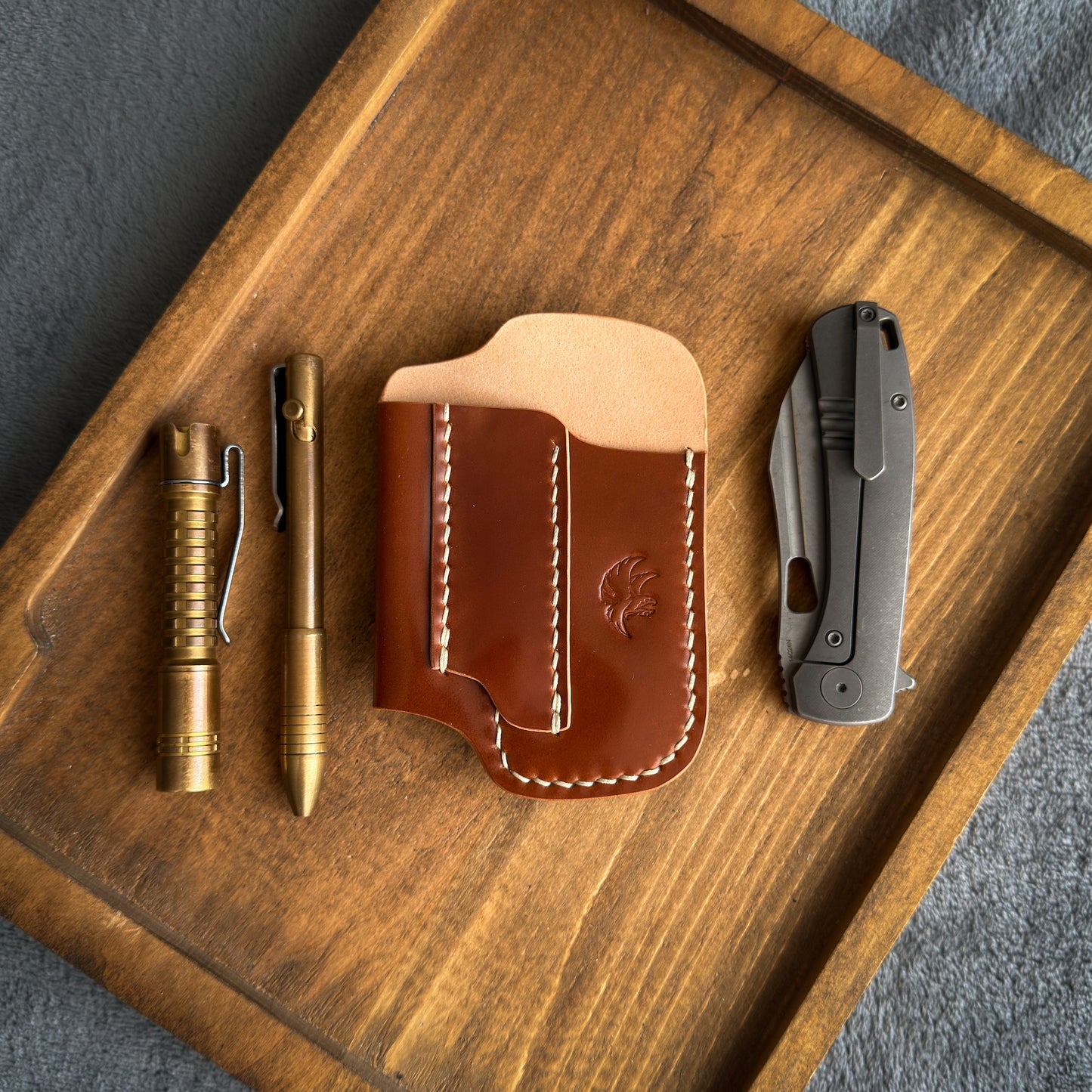Leather Edc Pocket Organizer - Cognac Shell Cordovan