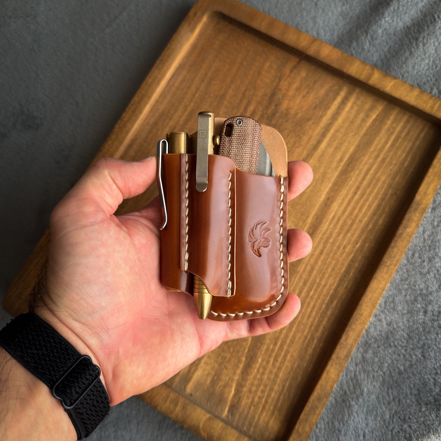 Leather Edc Pocket Organizer - Cognac Shell Cordovan