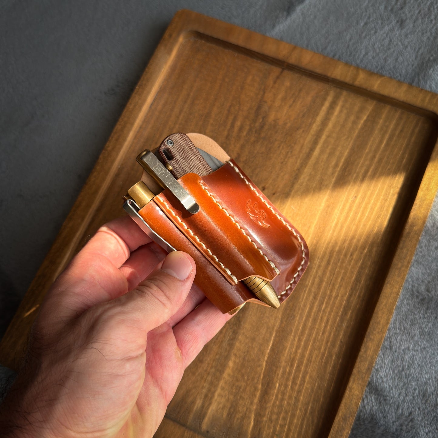 Leather Edc Pocket Organizer - Cognac Shell Cordovan