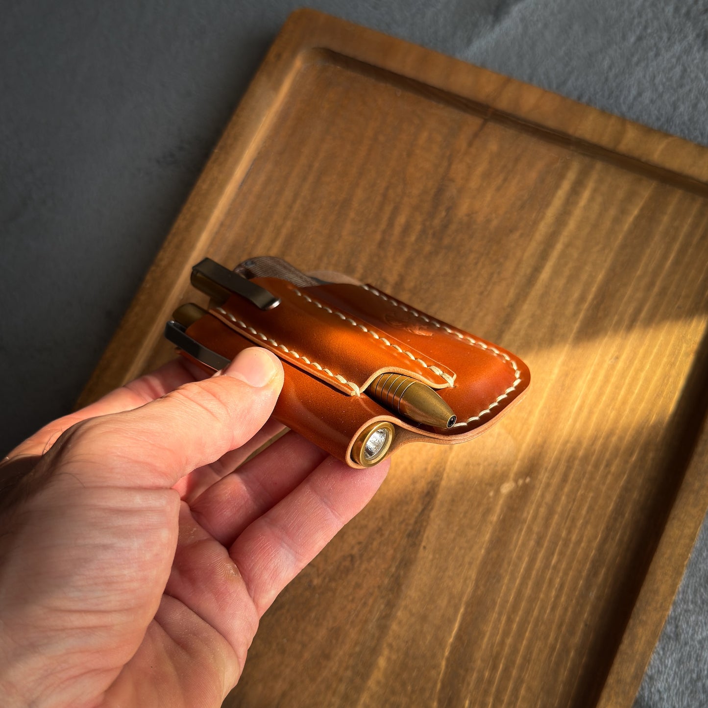 Leather Edc Pocket Organizer - Cognac Shell Cordovan