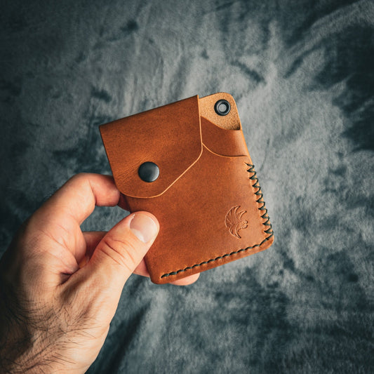 Handmade EDC Leather Wallet With a Snap Closure