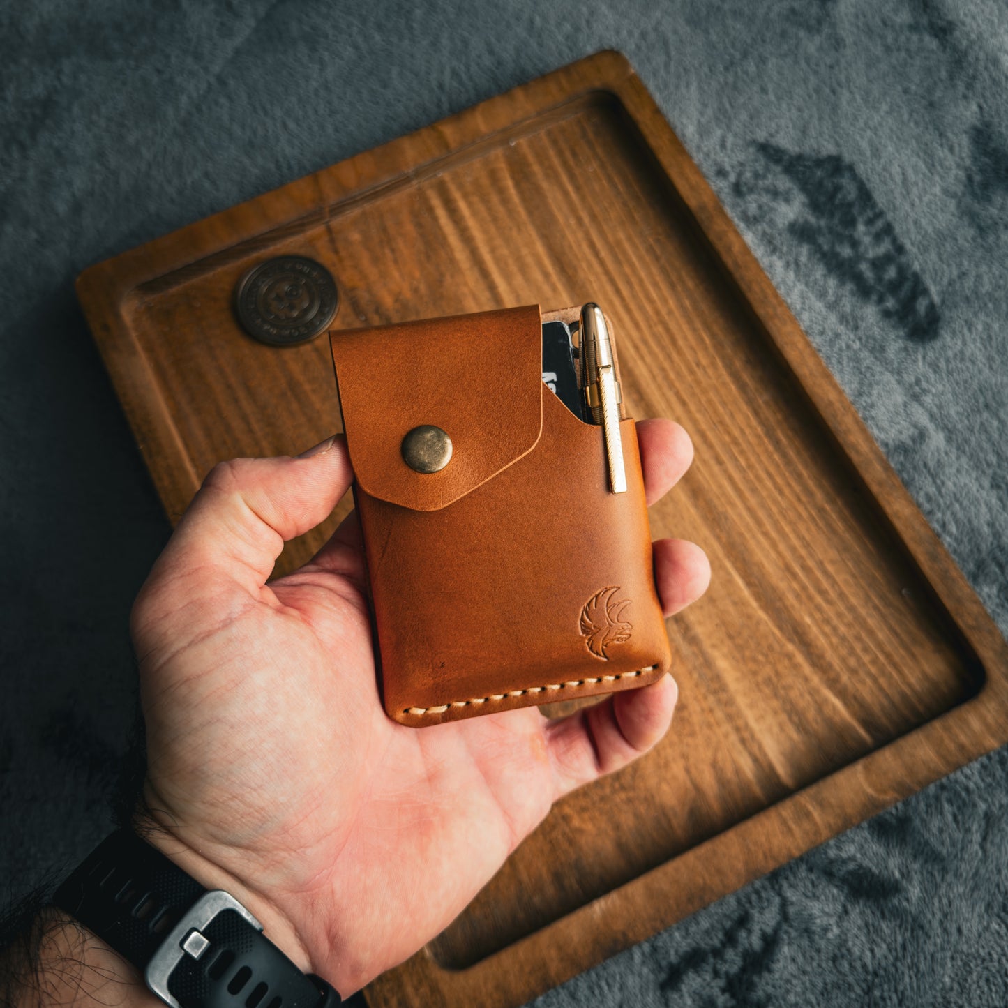 Handgemachte minimalistische Lederbrieftasche