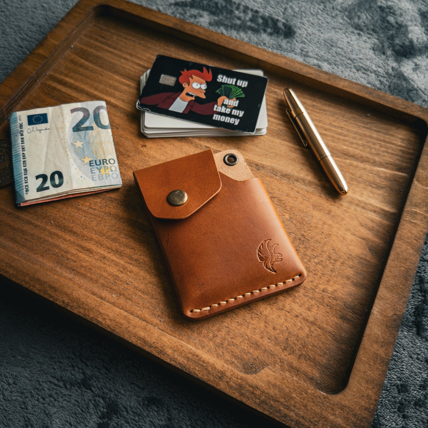 Handgemachte minimalistische Lederbrieftasche