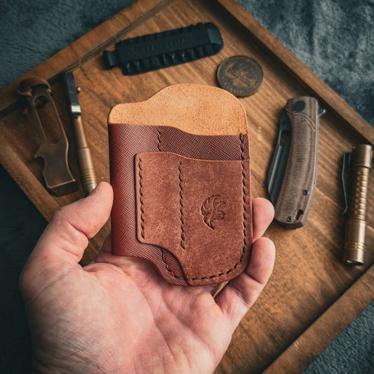 Two-Tone Rustic Brown Leather Edc Pocket Organizer