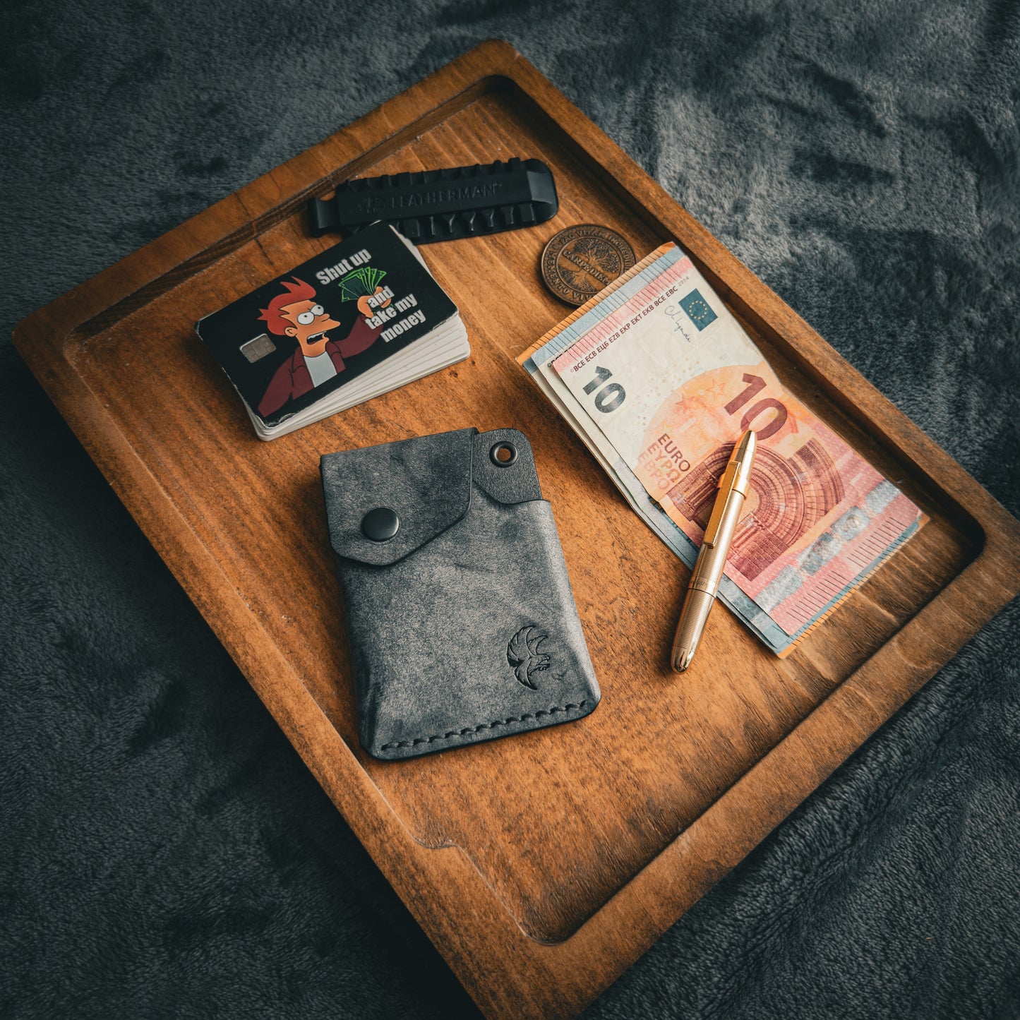 Handgemachte minimalistische Lederbrieftasche