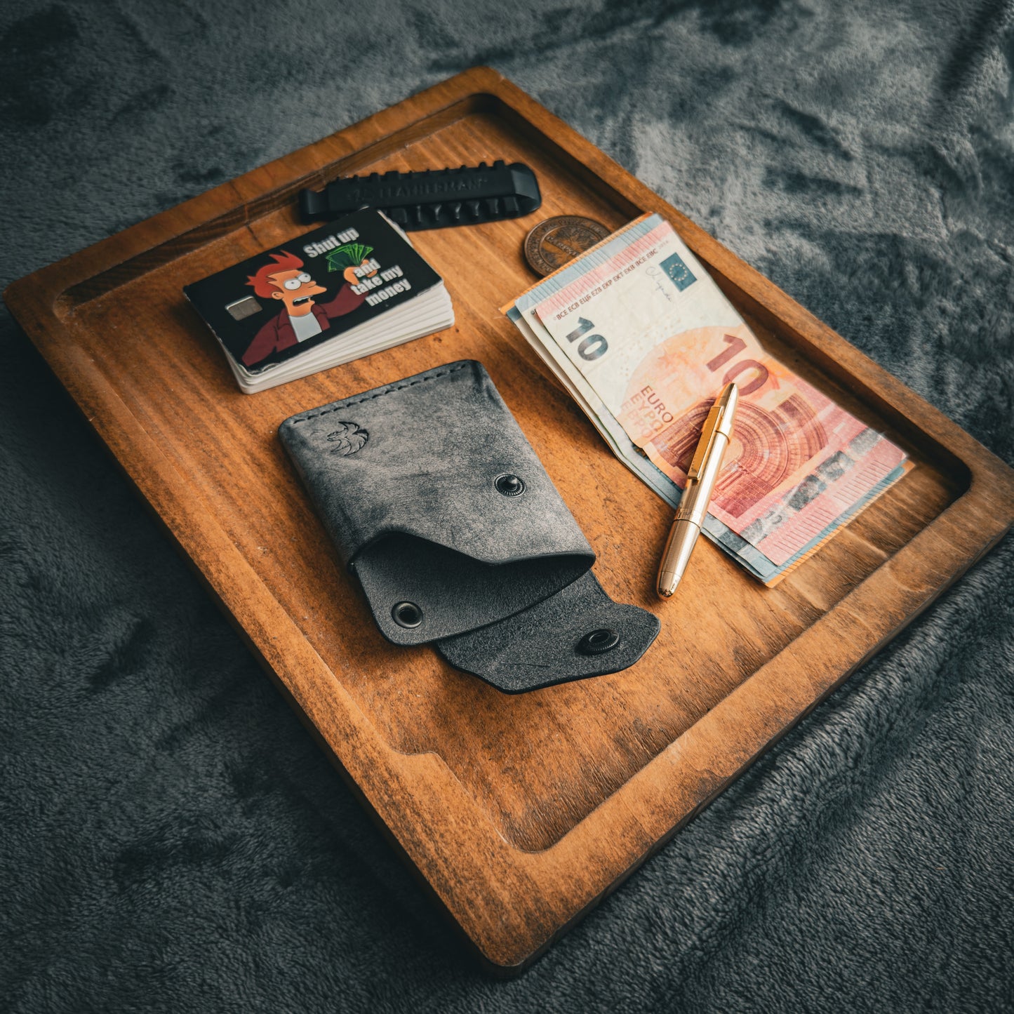 Handgemachte minimalistische Lederbrieftasche